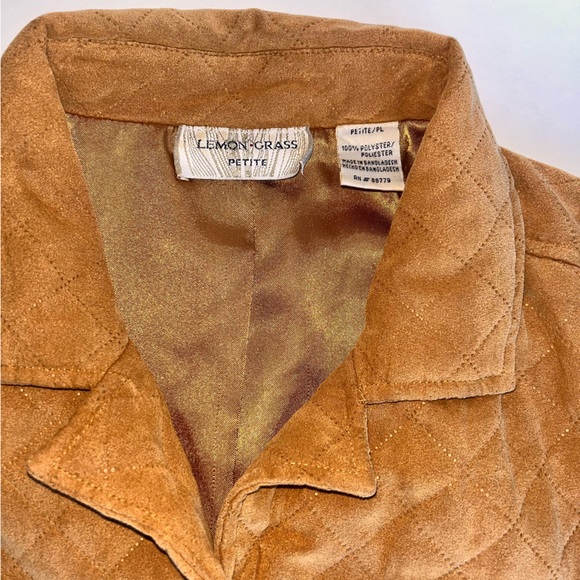 Lemongrass Petite quilted microfiber button front lined barn jacket blazer P/L - Picture 4 of 4